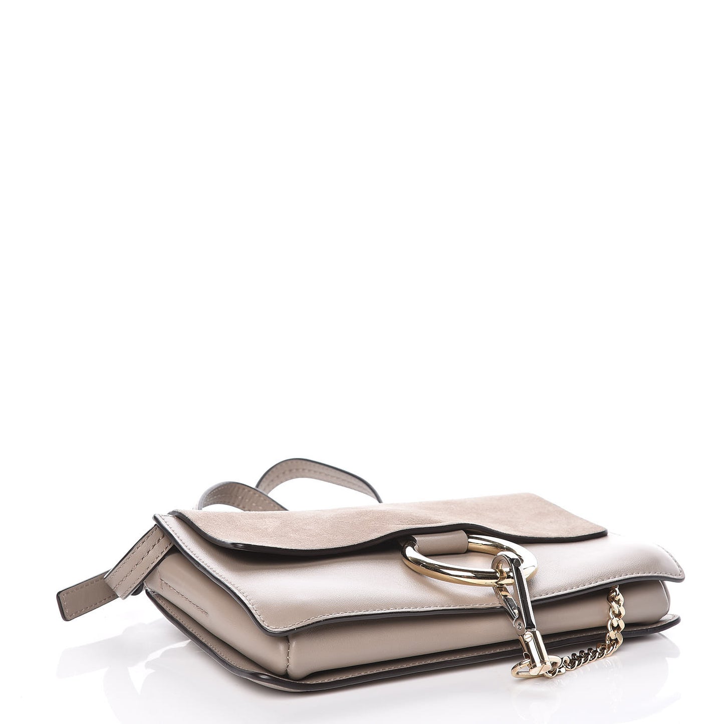 Suede Calfskin Small Faye Shoulder Bag Motty Grey