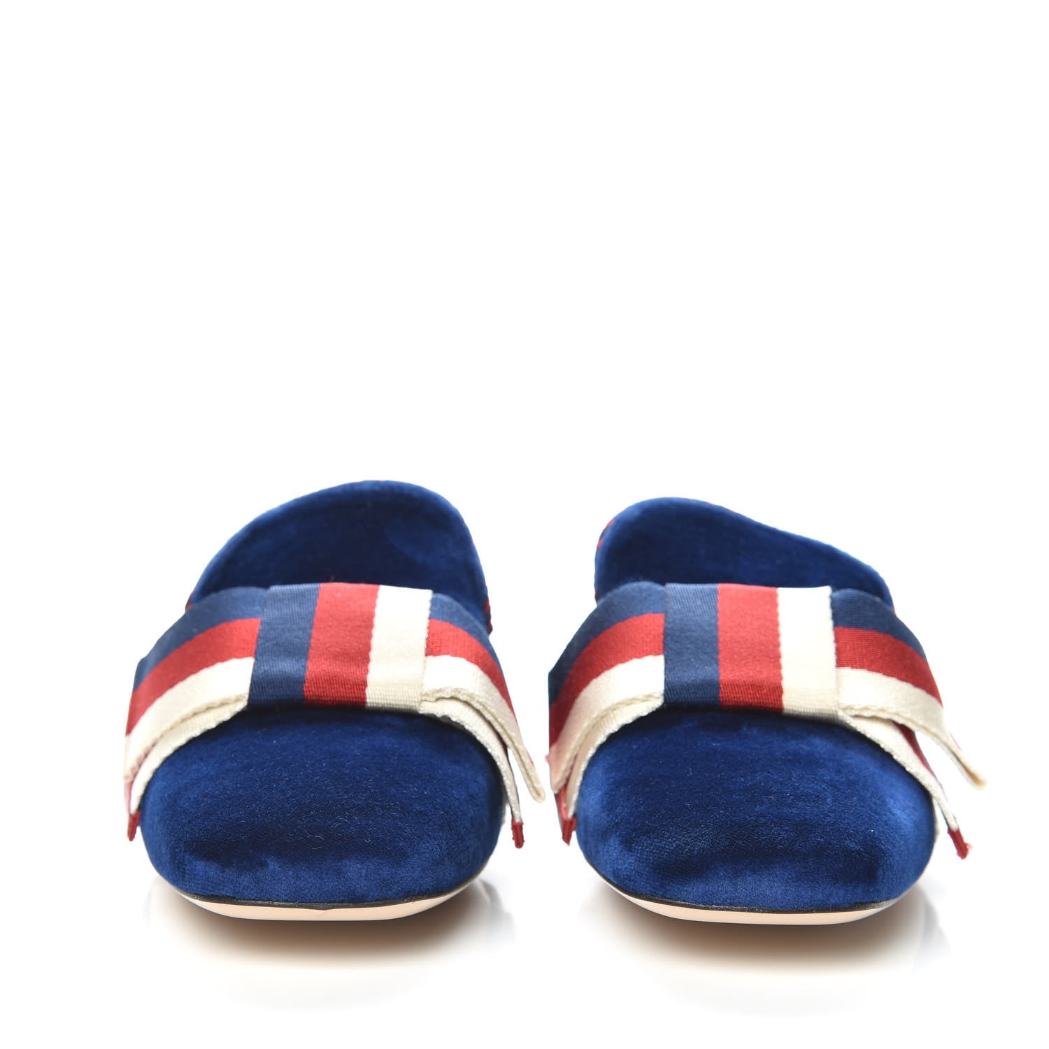 Gucci Velvet Crystal Sylvie Bow Mules 38 Cobalt Blue 2 of 9