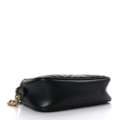 Gucci Calfskin Matelasse Small GG Marmont Chain Shoulder Bag Black 4 of 9