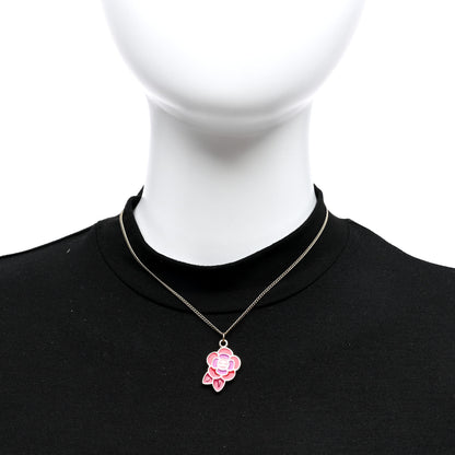 Chanel Enamel CC Camellia Pendant Necklace Gold Multicolor 2 of 4