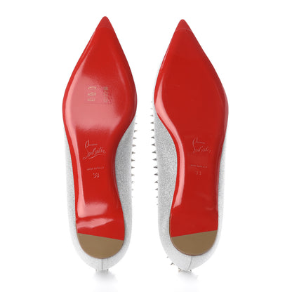 Christian Louboutin Mini Glitter Anjalina Flats 38 Silver 7 of 7