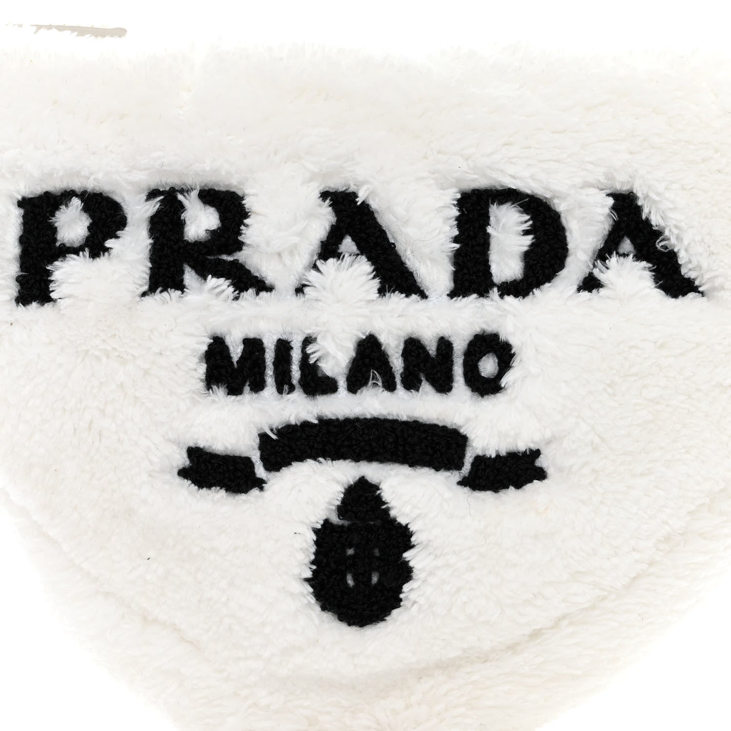 Prada Terry Cloth Triangle Pouch White Black 9 of 11