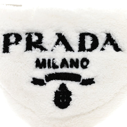 Prada Terry Cloth Triangle Pouch White Black 9 of 11