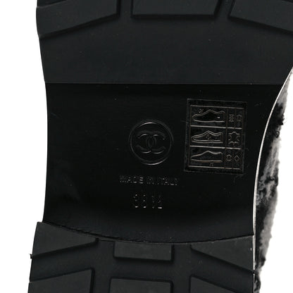 Chanel Tweed Grosgrain Pearl Combat Short Boots 38.5 White Black 6 of 7