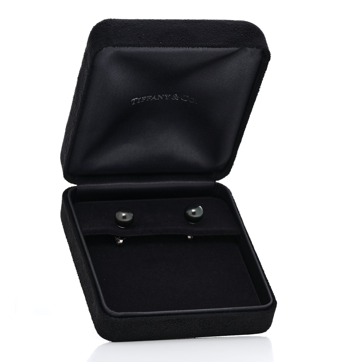 18K White Gold Tahitian Black Pearl 9-9.5mm Stud Earrings