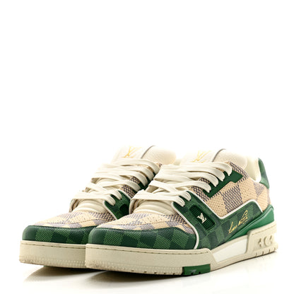 Louis Vuitton Damier Grained Calfskin Monogram Mens LV Trainer Sneakers 9 Green 3 of 9