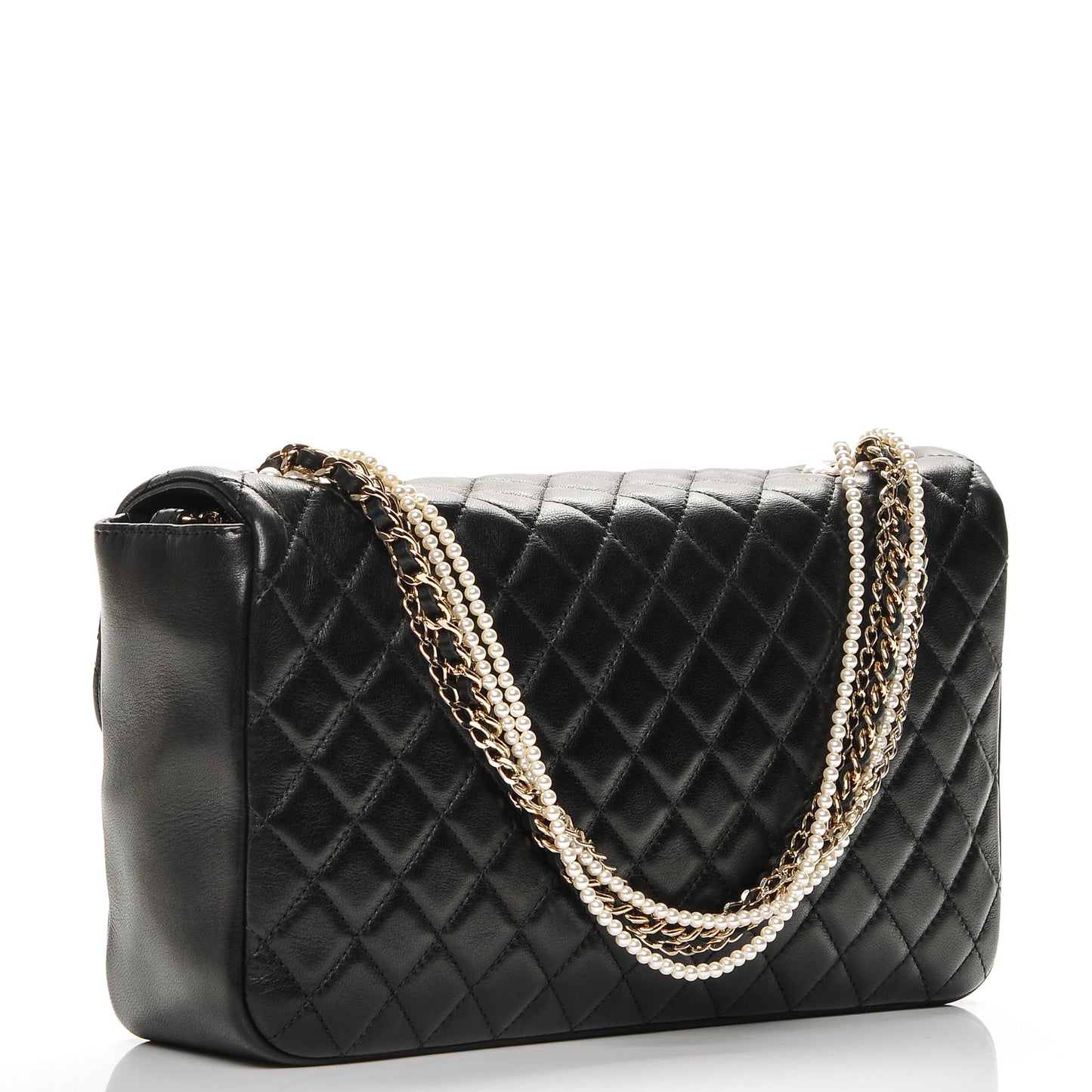 Lambskin Quilted Medium Westminster Pearl Flap Black