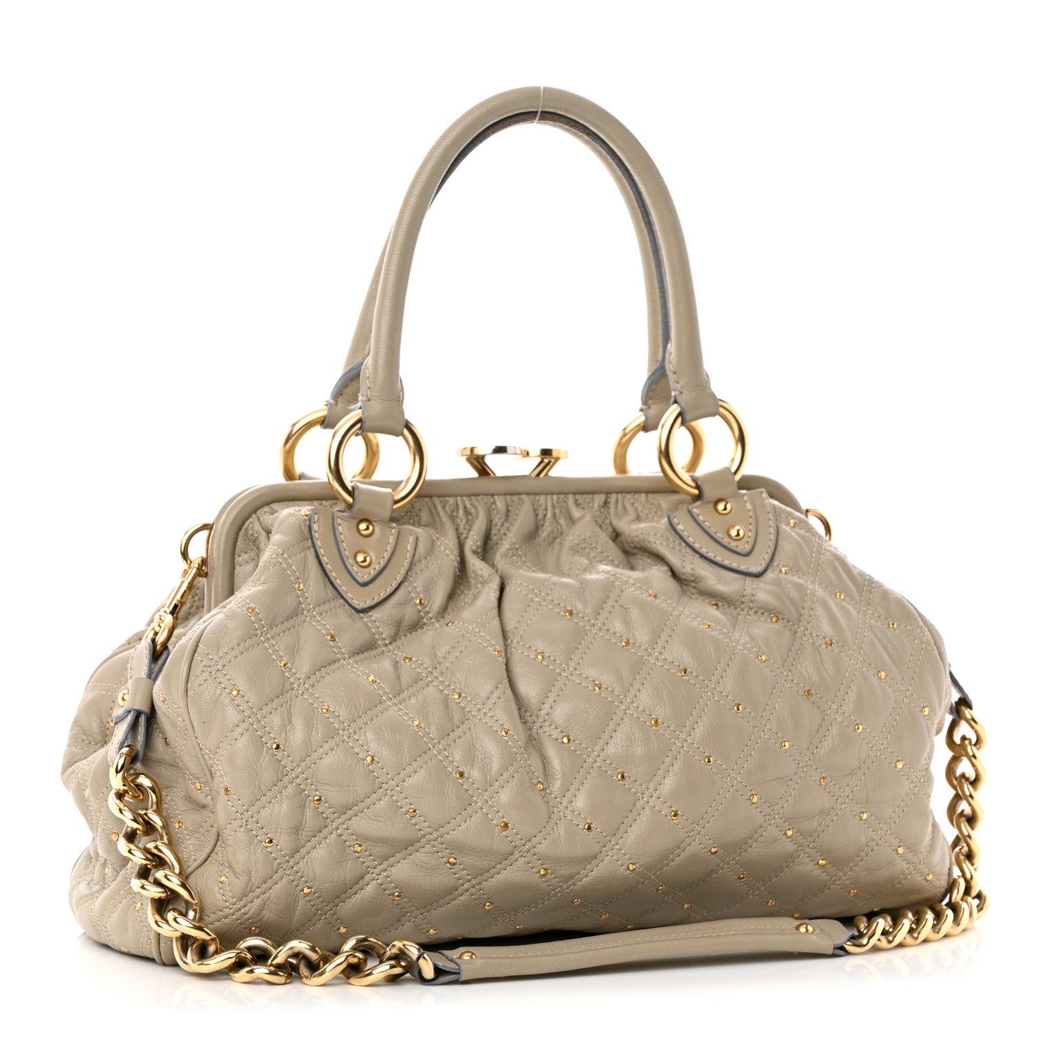 Marc Jacobs Calfskin Quilted Studded Stam Grey 3 of 24