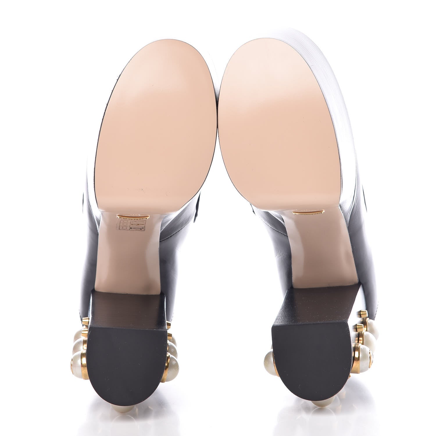 Gucci Malaga Kid Pearl Studded Vegas Platform Loafers 38 Black 8 of 9