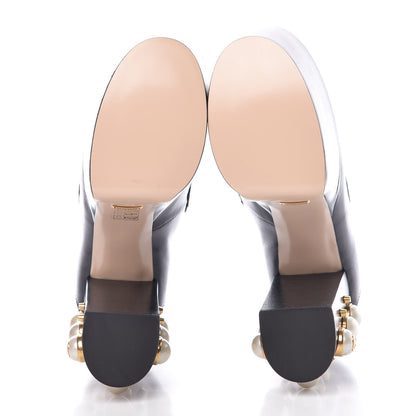 Gucci Malaga Kid Pearl Studded Vegas Platform Loafers 38 Black 8 of 9