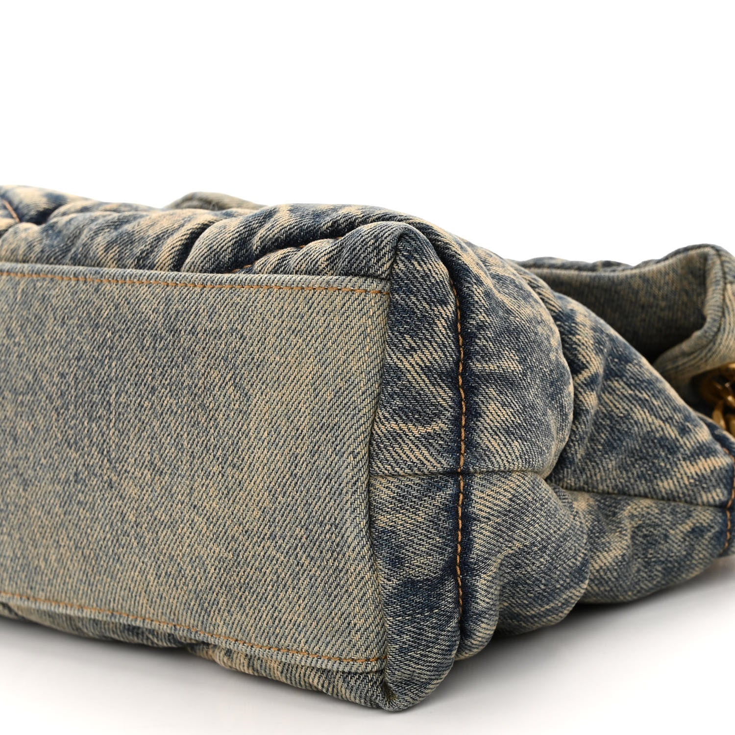 Saint Laurent Denim Quilted Small Loulou Puffer Monogram Chain Satchel Rodeo Blue 6 of 11