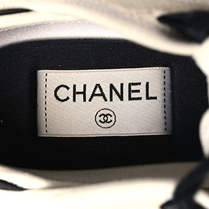 Chanel Velvet Calfskin Mixed Fibers CC Sneakers 37.5 Ivory Black 9 of 12