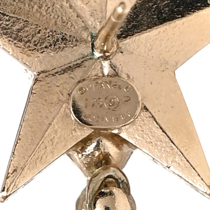 Chanel Crystal CC Star Drop Earrings Gold Blue Pink 4 of 5