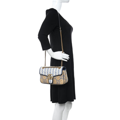 Gucci Raffia GG Monogram Matelasse Small GG Marmont Shoulder Bag Natural Royale Off White 2 of 10