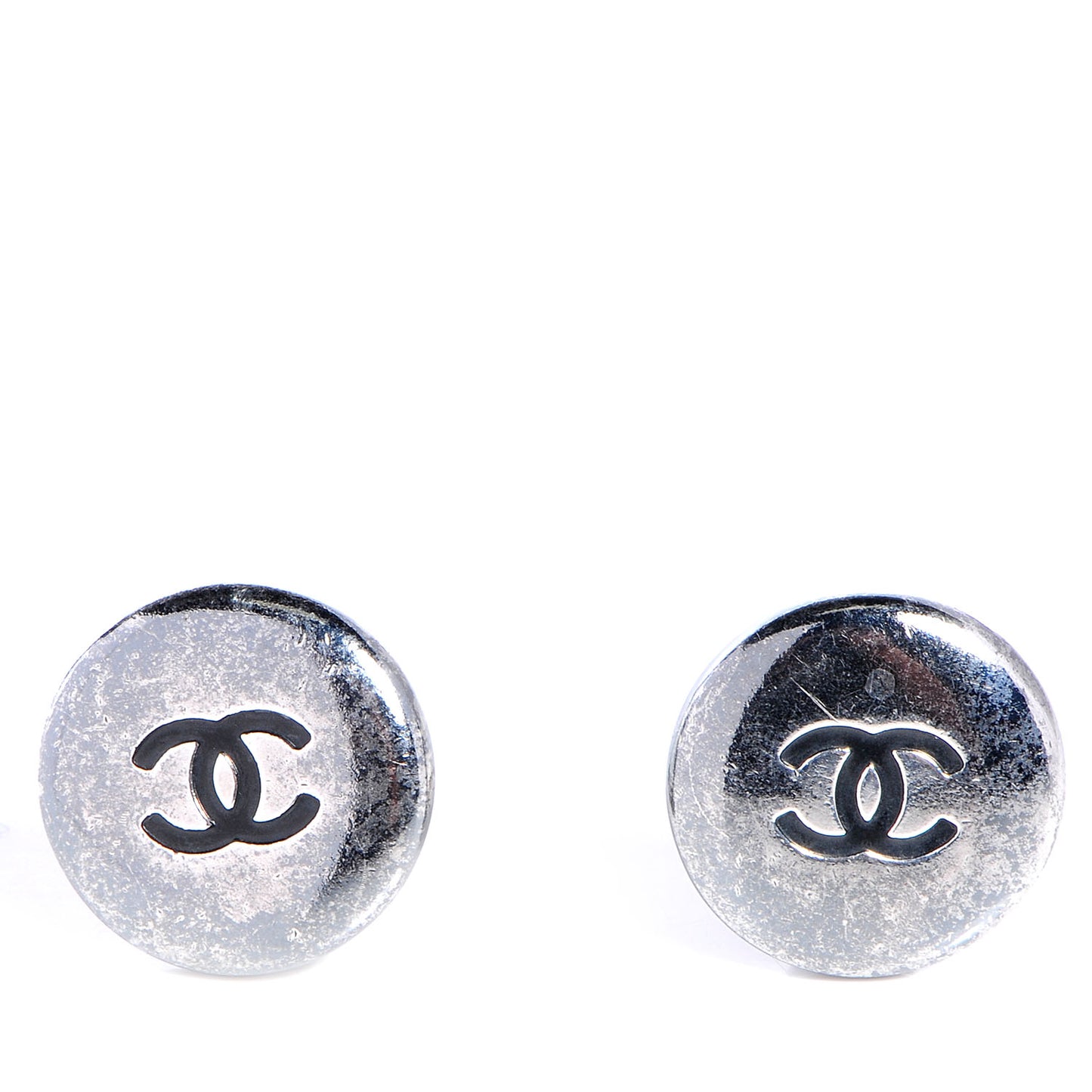 Metal Round CC Clip On Earrings