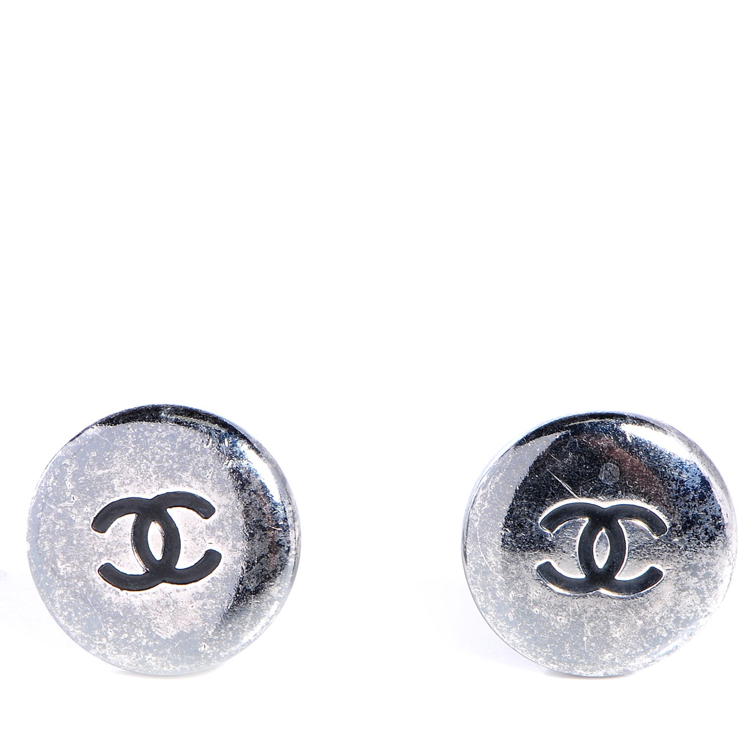 Chanel Metal Round CC Clip On Earrings 1 of 4