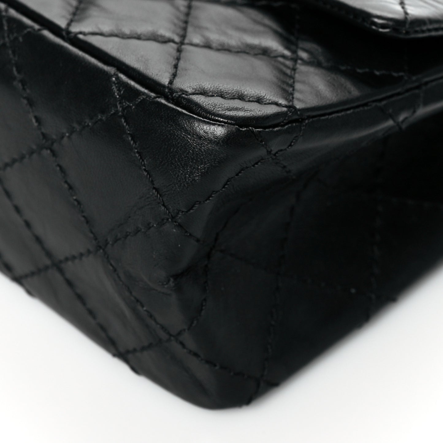 Aged Calfskin Quilted 2.55 Reissue Mini Flap Black