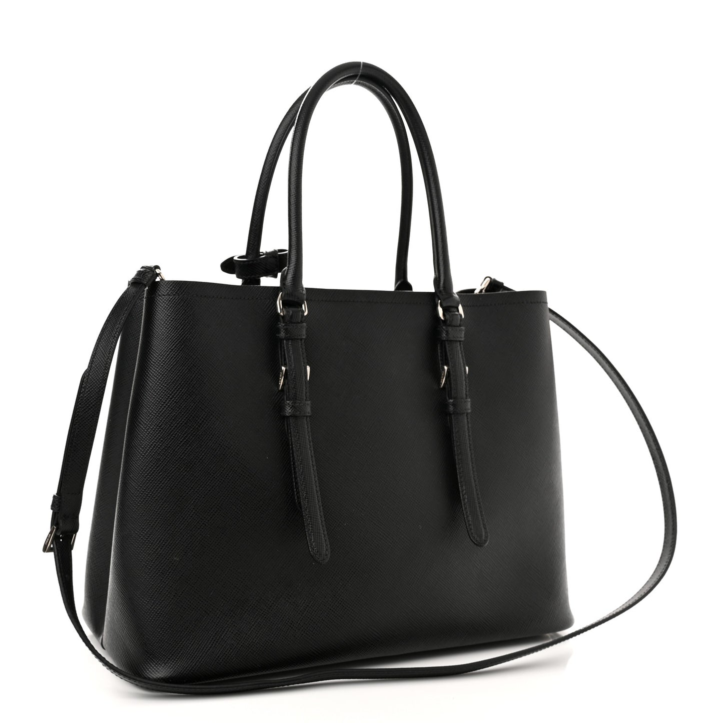 Saffiano Cuir Medium Double Handle Tote Black