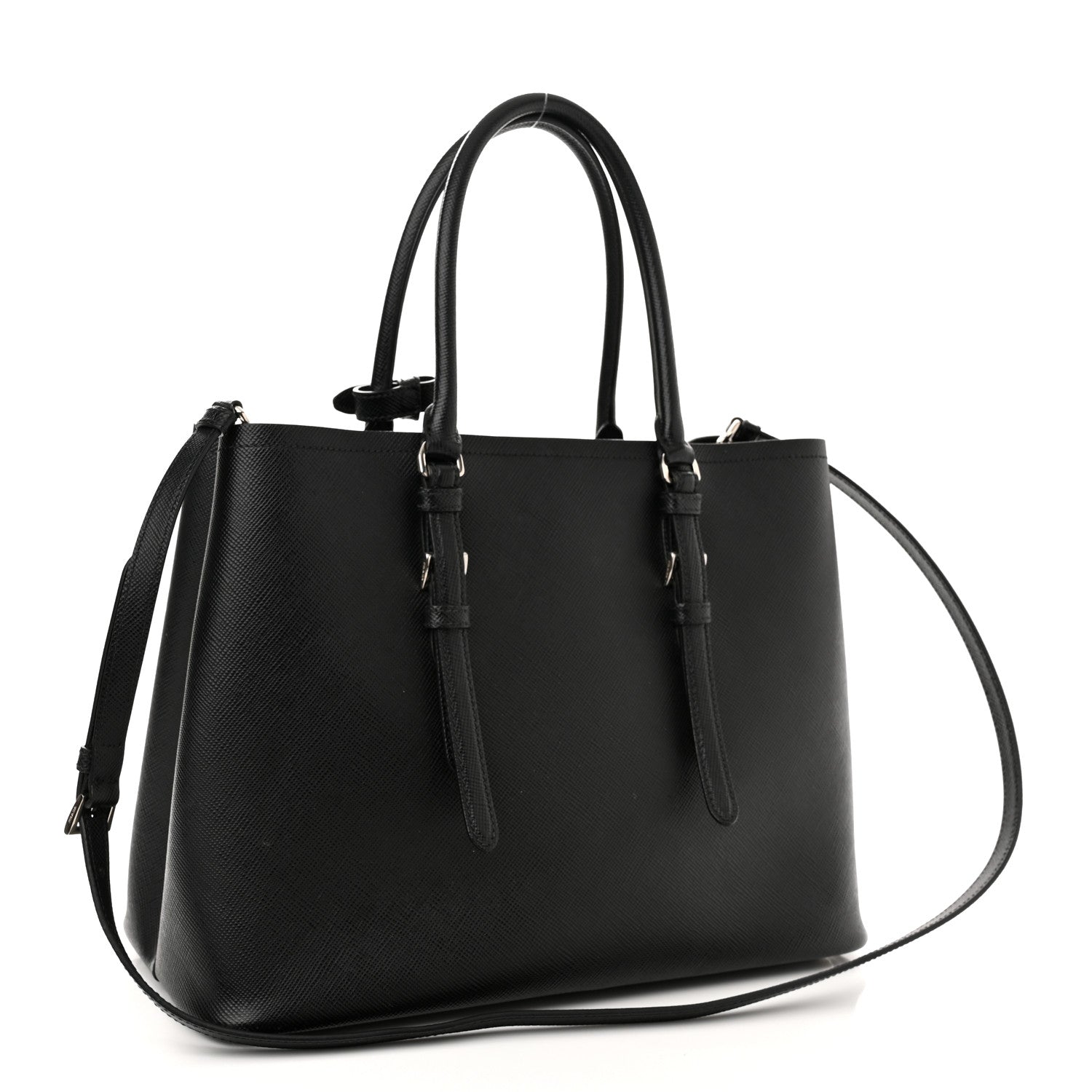 Prada Saffiano Cuir Medium Double Handle Tote Black 3 of 13