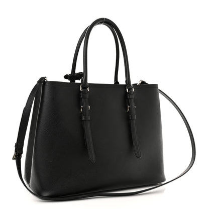Prada Saffiano Cuir Medium Double Handle Tote Black 3 of 13