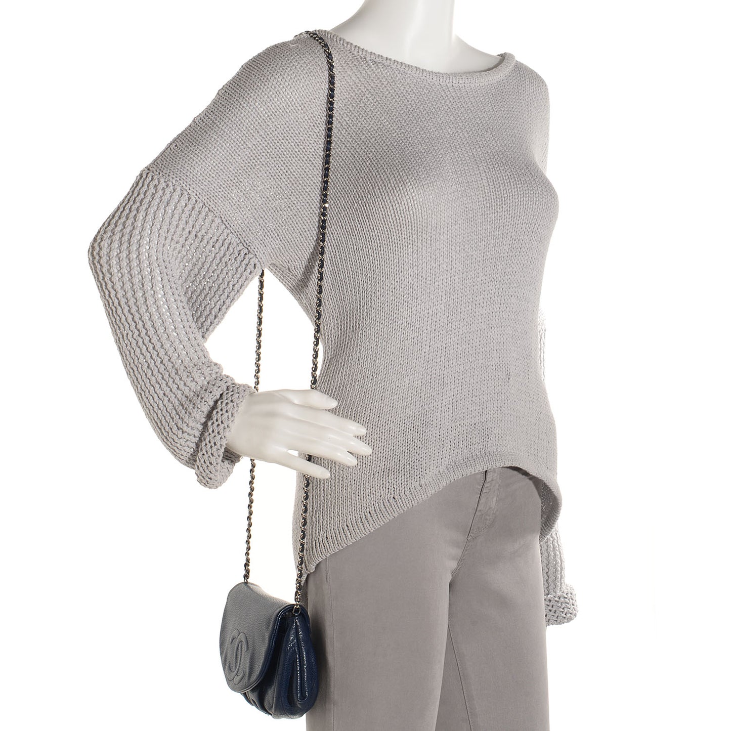 Caviar Half Moon Wallet On Chain WOC Navy Blue