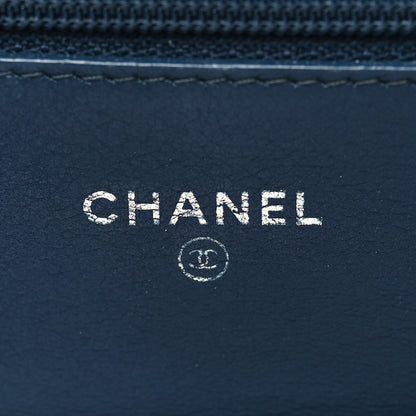 Chanel Patent Quilted Brilliant Wallet On Chain WOC Blue 6 of 14