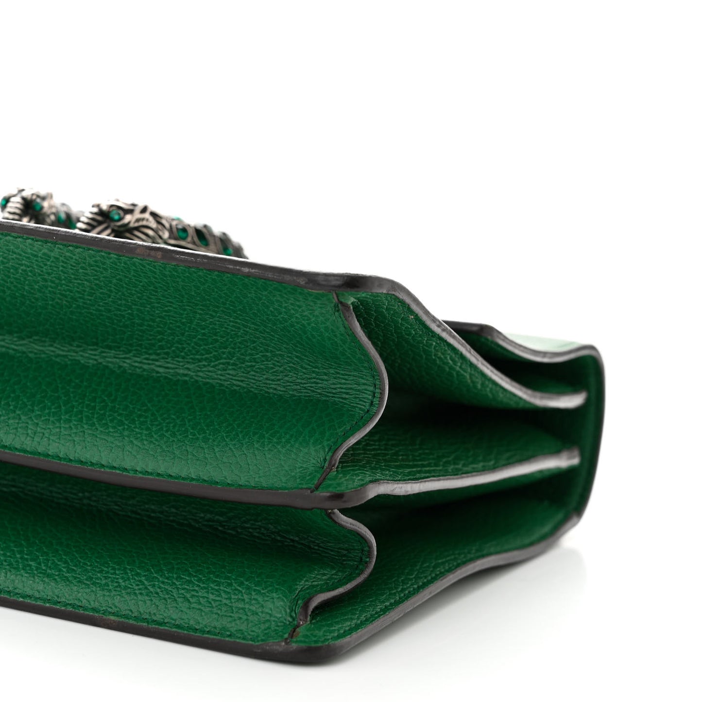 Dollar Calfskin Crystal Web Medium Dionysus Bamboo Top Handle Bag Emerald