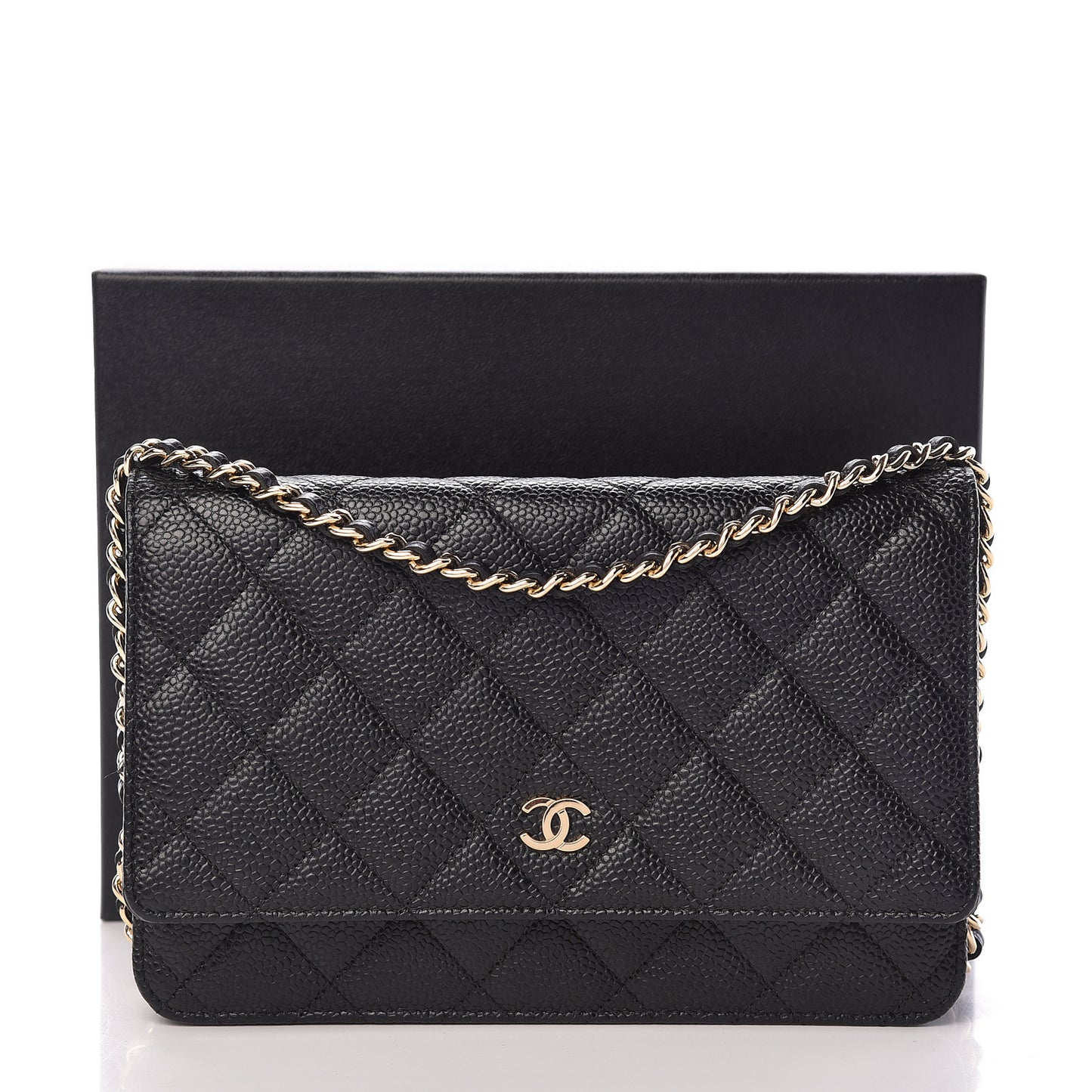 Caviar Quilted Wallet On Chain WOC Black