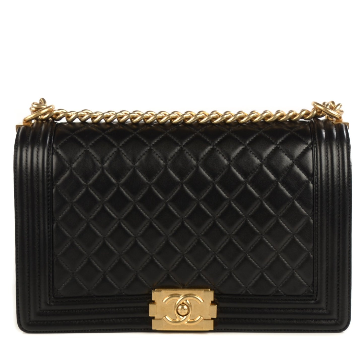 Lambskin Quilted New Medium Boy Flap Black