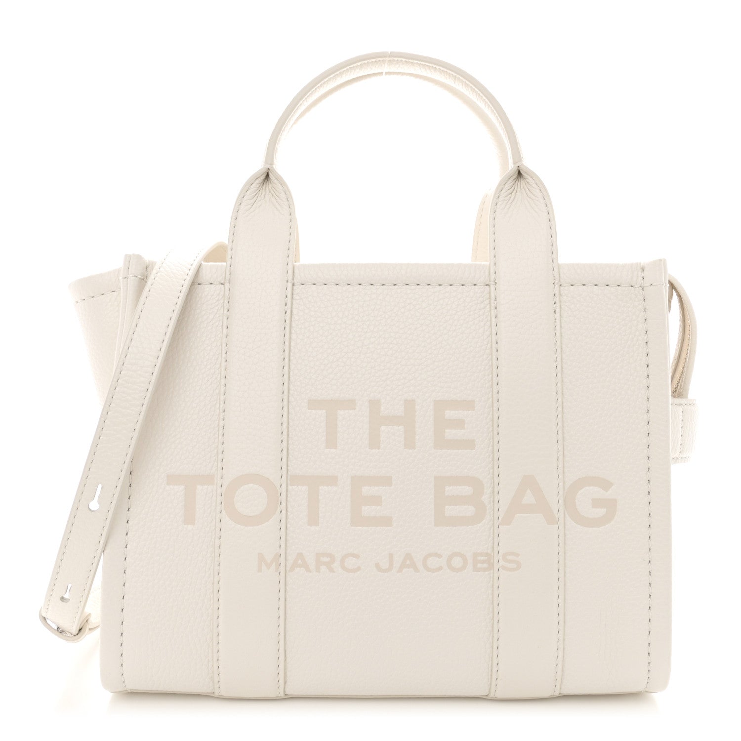 Marc Jacobs Grained Calfskin Mini The Tote Bag Cotton Silver 1 of 11