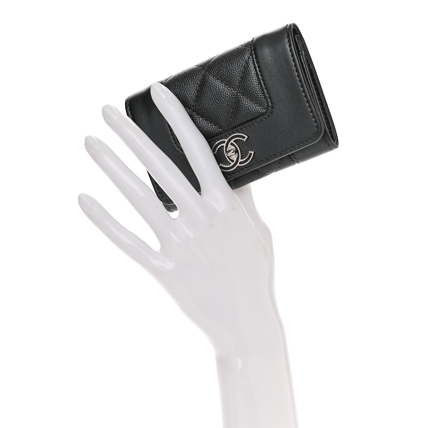 Chanel Caviar Quilted Vintage Mademoiselle Flap Card Holder Black 2 of 8