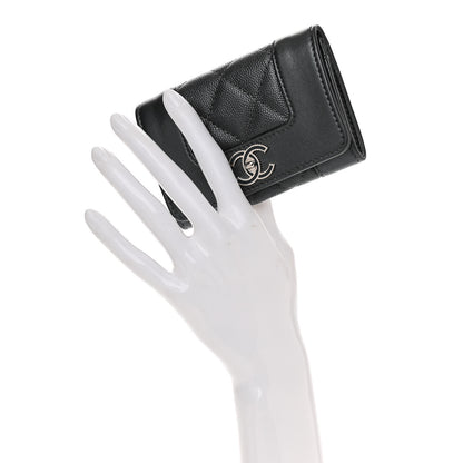 Chanel Caviar Quilted Vintage Mademoiselle Flap Card Holder Black 2 of 8