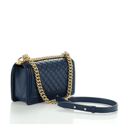 Chanel Lambskin Quilted Medium Boy Flap Dark Blue 4 of 8