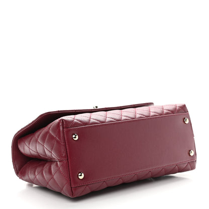 Chanel Caviar Lizard Embossed Quilted Small Coco Handle Flap Burgundy 4 of 11