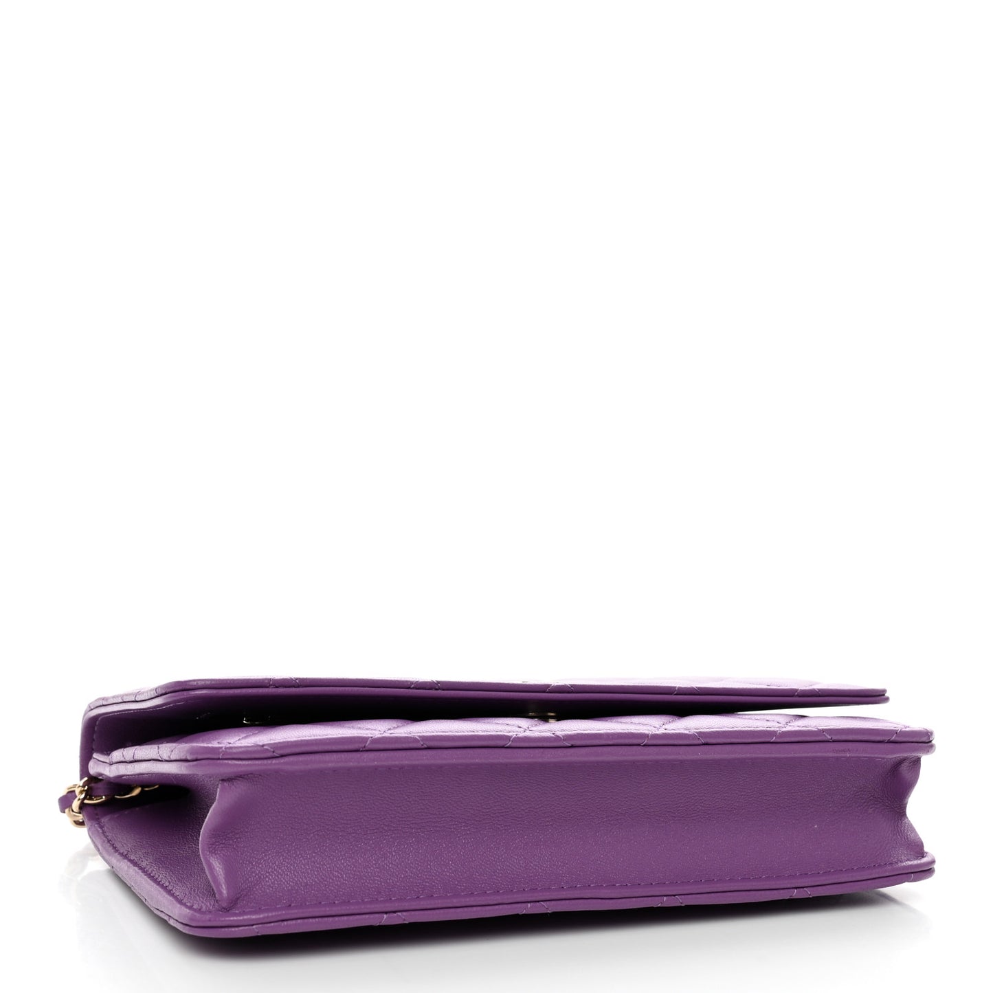 Lambskin Quilted Wallet On Chain WOC Purple