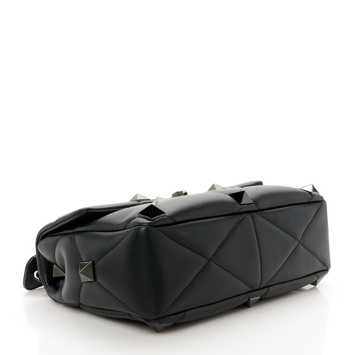 Nappa Monochrome Large Roman Stud Shoulder Bag Black