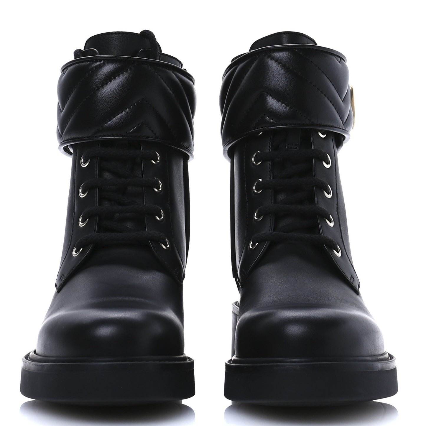 Flores Calfskin Nappa Matelasse GG 40mm Ankle Boots 36.5 Black