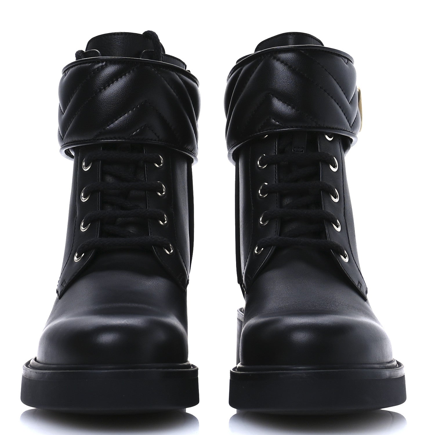 Gucci Flores Calfskin Nappa Matelasse GG 40mm Ankle Boots 36.5 Black 3 of 9