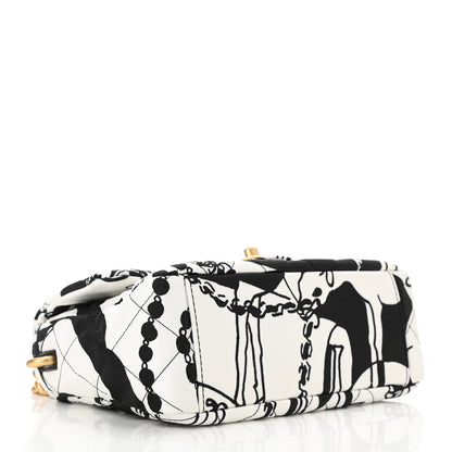 Chanel Canvas Printed Deer Coco Mini Single Flap Gray Black 4 of 11