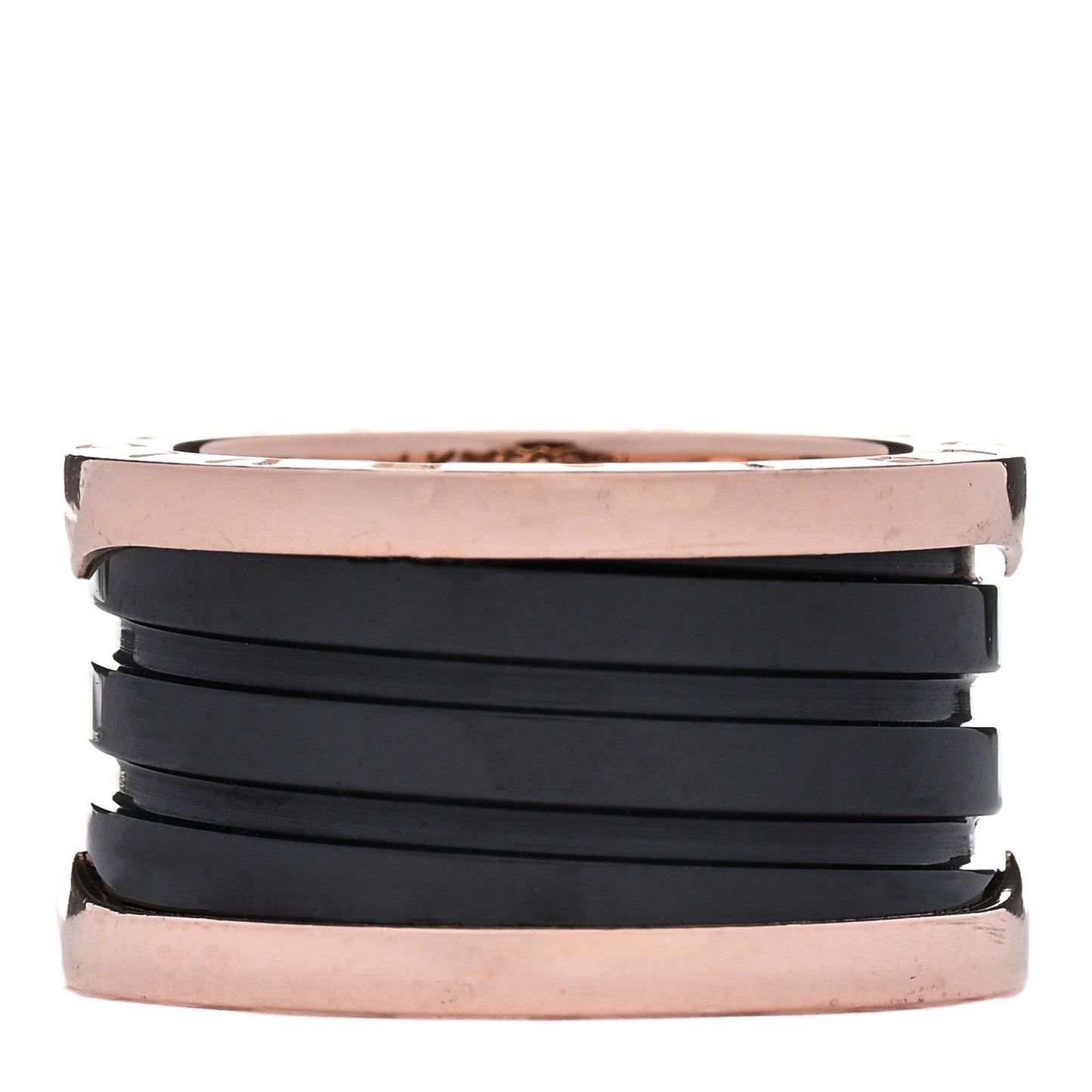 18K Rose Gold Black Ceramic B.Zero1 Four-Band Ring 52 6