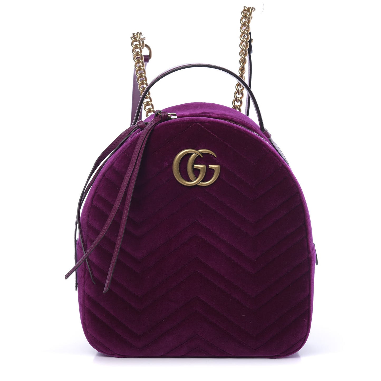 Velvet Matelasse GG Marmont Dome Backpack Fuchsia Violet Cyclamen