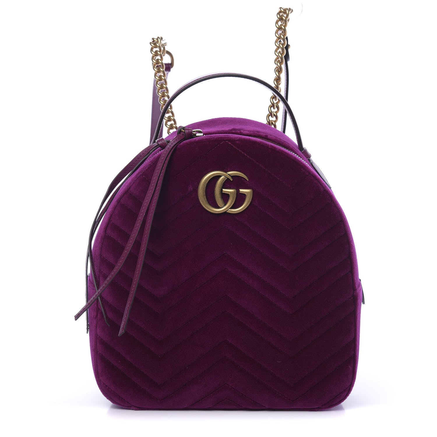 Gucci Velvet Matelasse GG Marmont Dome Backpack Fuchsia Violet Cyclamen 1 of 9