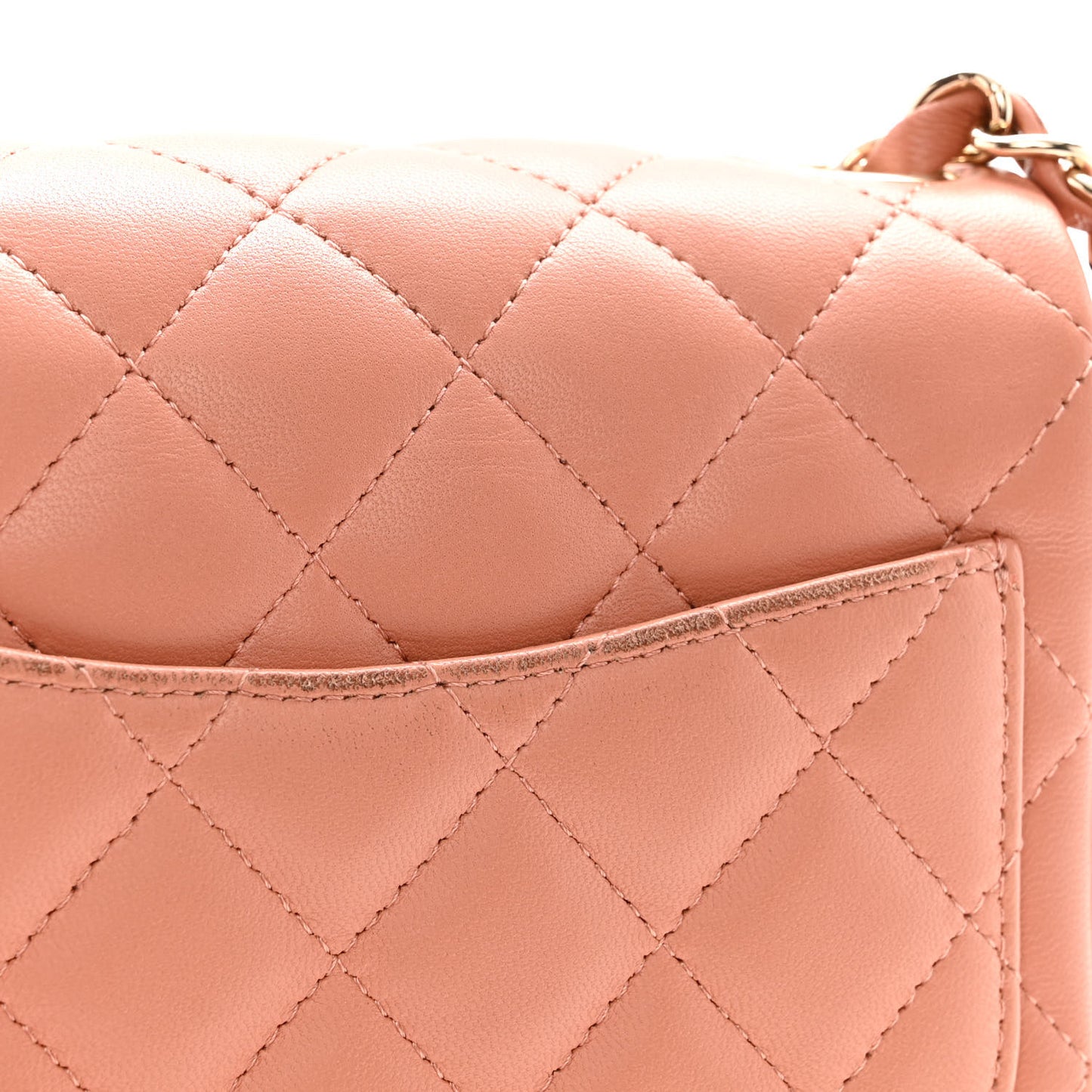 Lambskin Quilted Mini Square Flap Dark Beige