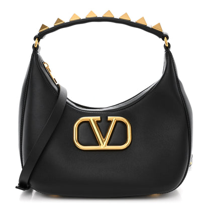 Valentino Garavani Calfskin Stud Sign Zip Hobo Black 1 of 9