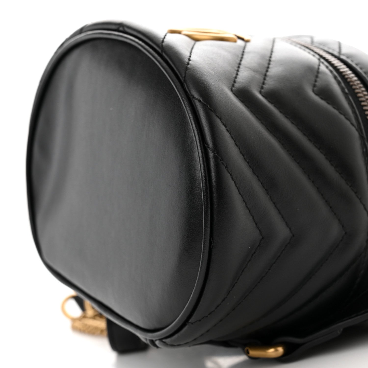Gucci Calfskin Matelasse Mini GG Marmont Round Backpack Black 10 of 11