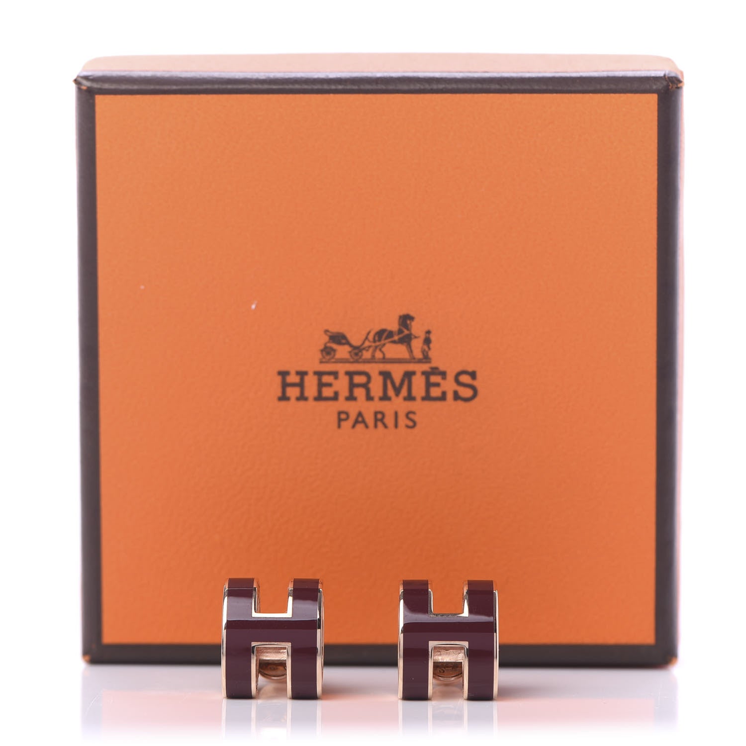Hermes Rose Gold Lacquered Pop H Earrings Rouge H 5 of 5