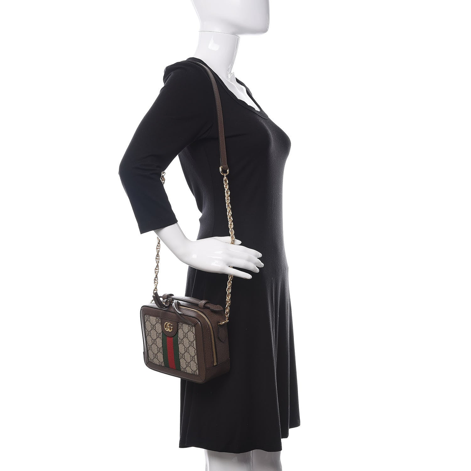 Gucci GG Supreme Monogram Mini Ophidia Top Handle Shoulder Bag Brown 2 of 10