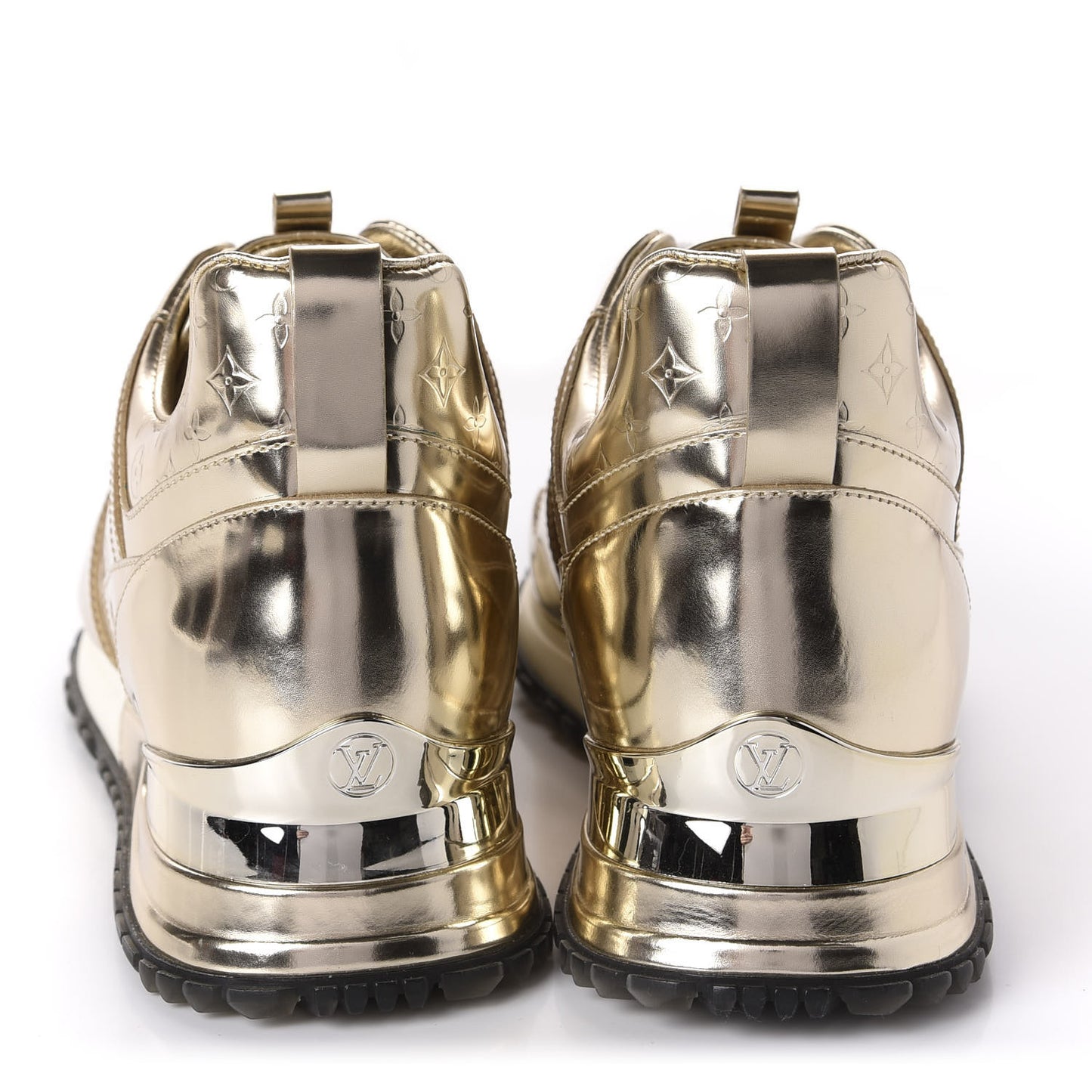 Metallic Patent Embossed Monogram Run Away Sneakers 37 Gold