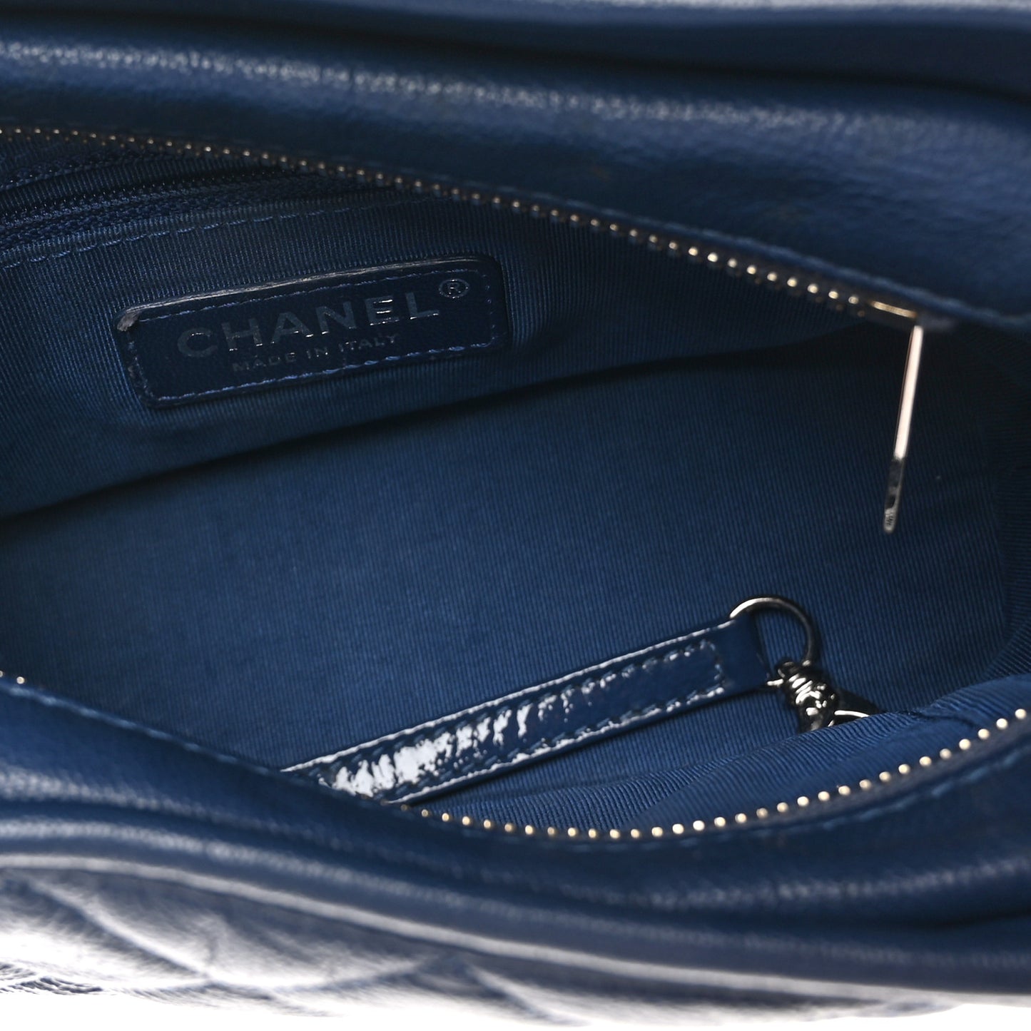 Patent Goatskin Quilted Small Gabrielle Hobo Blue