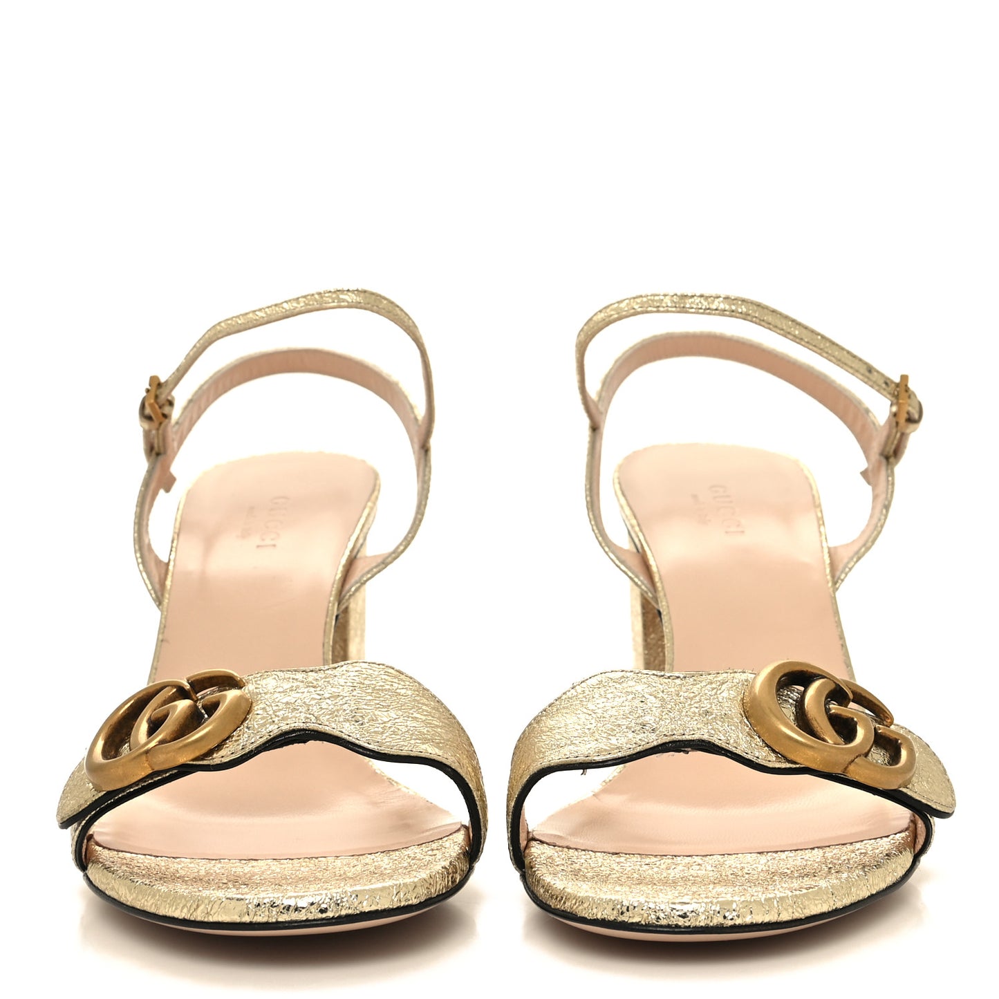 Galassia GG Marmont Ankle Wrap 75mm Sandals 39 Platino
